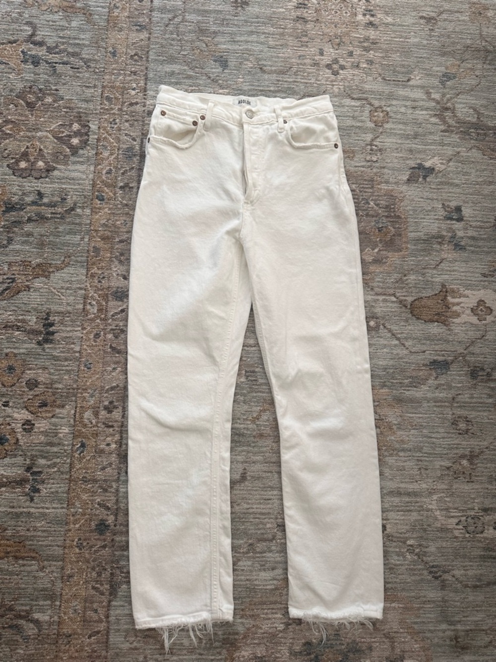 Agolde Women's Straight Leg Jeans in Off-White